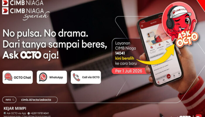 Nasabah CIMB Niaga Kini Bisa Akses Layanan 24 Jam Bebas Pulsa melalui Ask OCTO via OCTO App dan WhatsApp Chat/Call