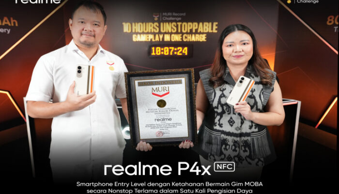 realme P4x Pecahkan Rekor MURI “10 Jam Main MOBA Tanpa Henti Sekali Charge”, Bukti Nyata 8000mAh Partner Gaming Tahan Lama