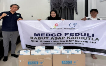 Hadapi Dampak Karhutla, SKK Migas dan Medco E&P Salurkan Ribuan Kotak Masker ke 14 Desa di Muba